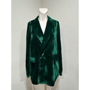 House Of Harlow 1960 Women's Emerald Green Velvet Blazer